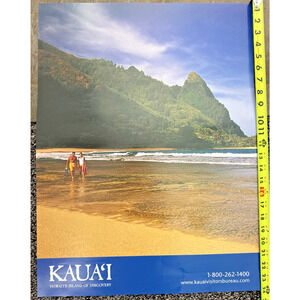 Vintage Kaua'i Hawaii Travel Poster Couple Walking on the Beach Tropical Photo